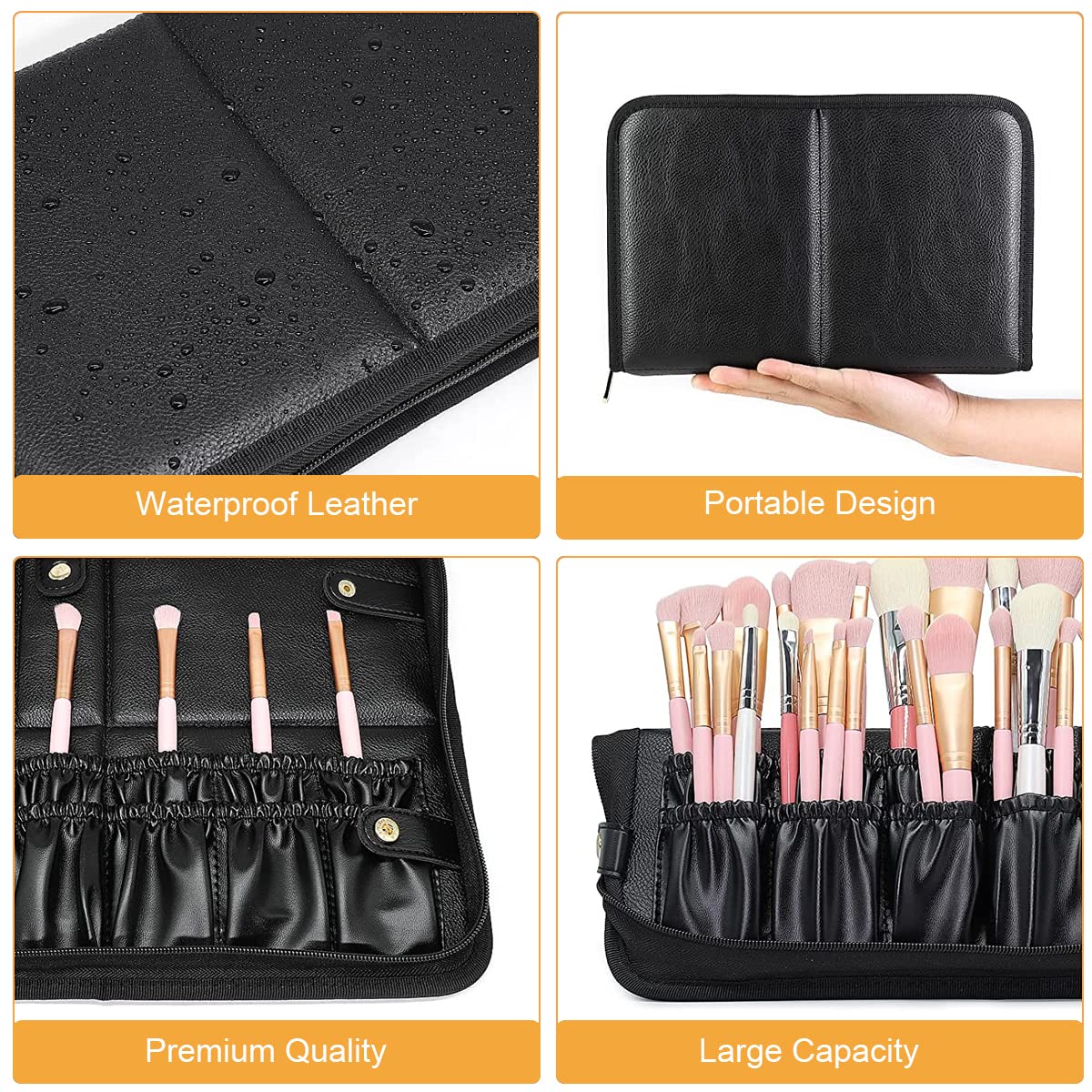 Portable Travel Makeup Brush Holder Organizer Bag