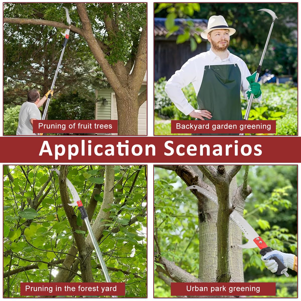 9.8ft Extendable Telescopic Pruning Saw with Stainless Steel Pole