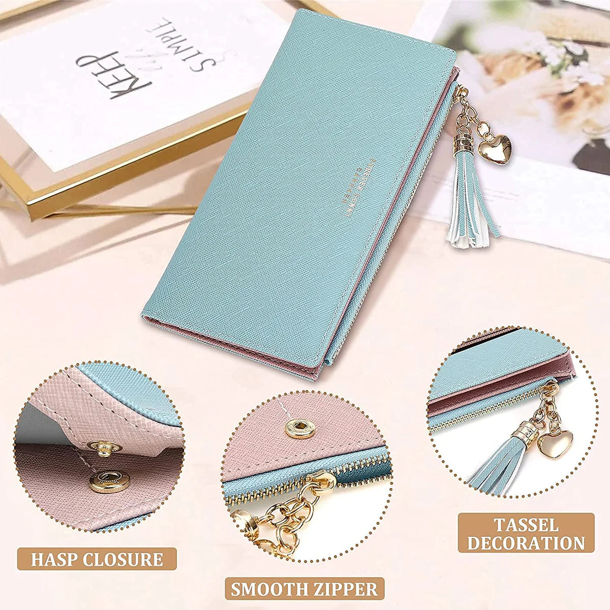 Wallets Purses for Women Leather Thin Travel Clutch