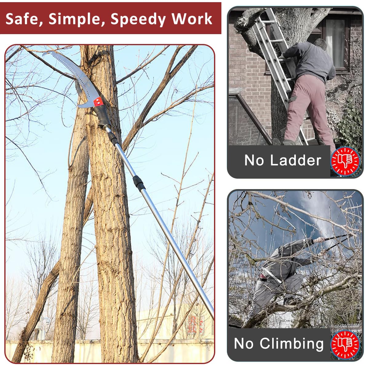 9.8ft Extendable Telescopic Pruning Saw with Stainless Steel Pole