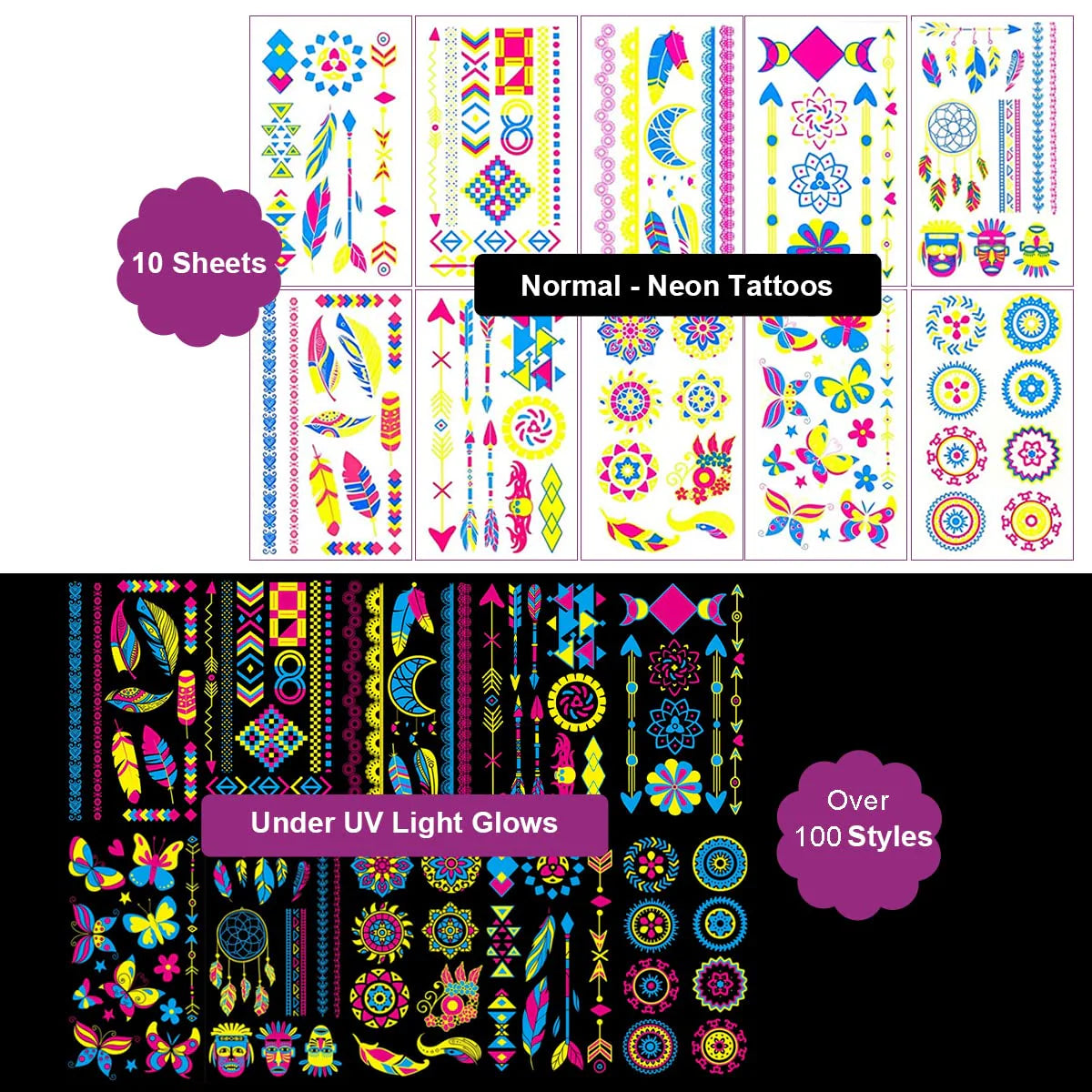 Temporary Tattoos Sticker Glow in The Dark