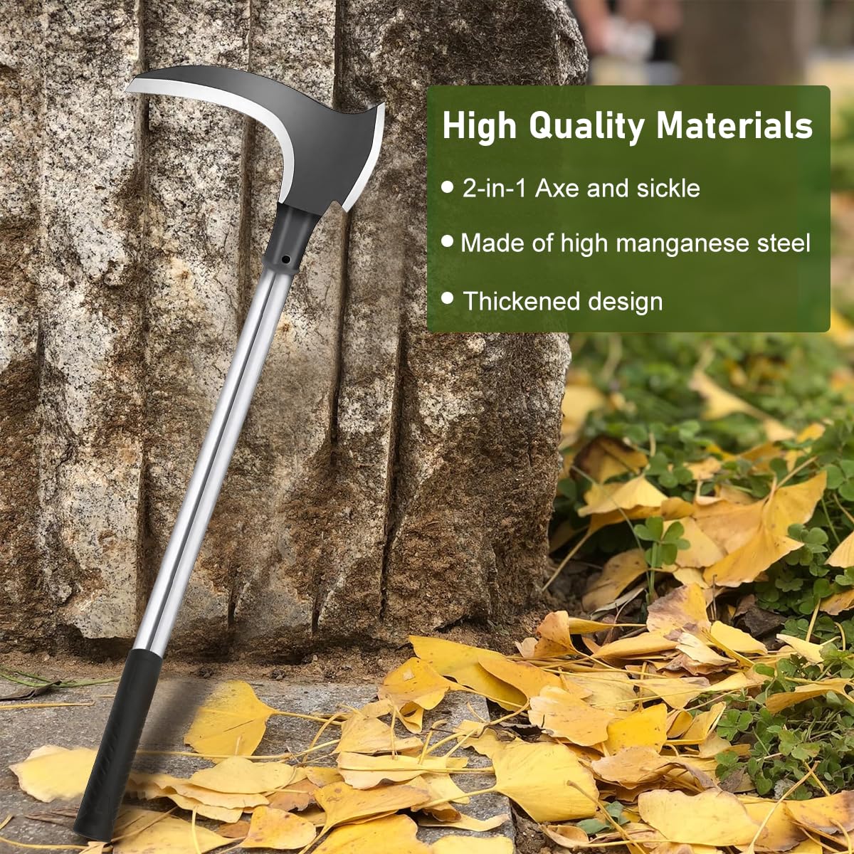 2-in-1 Grass Axe Sickle 21.65 Inch High Manganese Steel