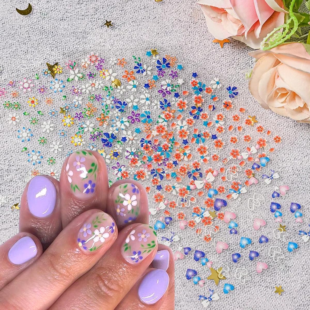 30 Sheet Mini Colorful Daisy Nail Art