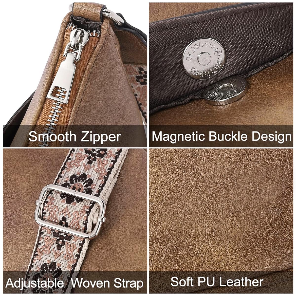 PU Solid Brown Fashion Satchel Crossbody Bag