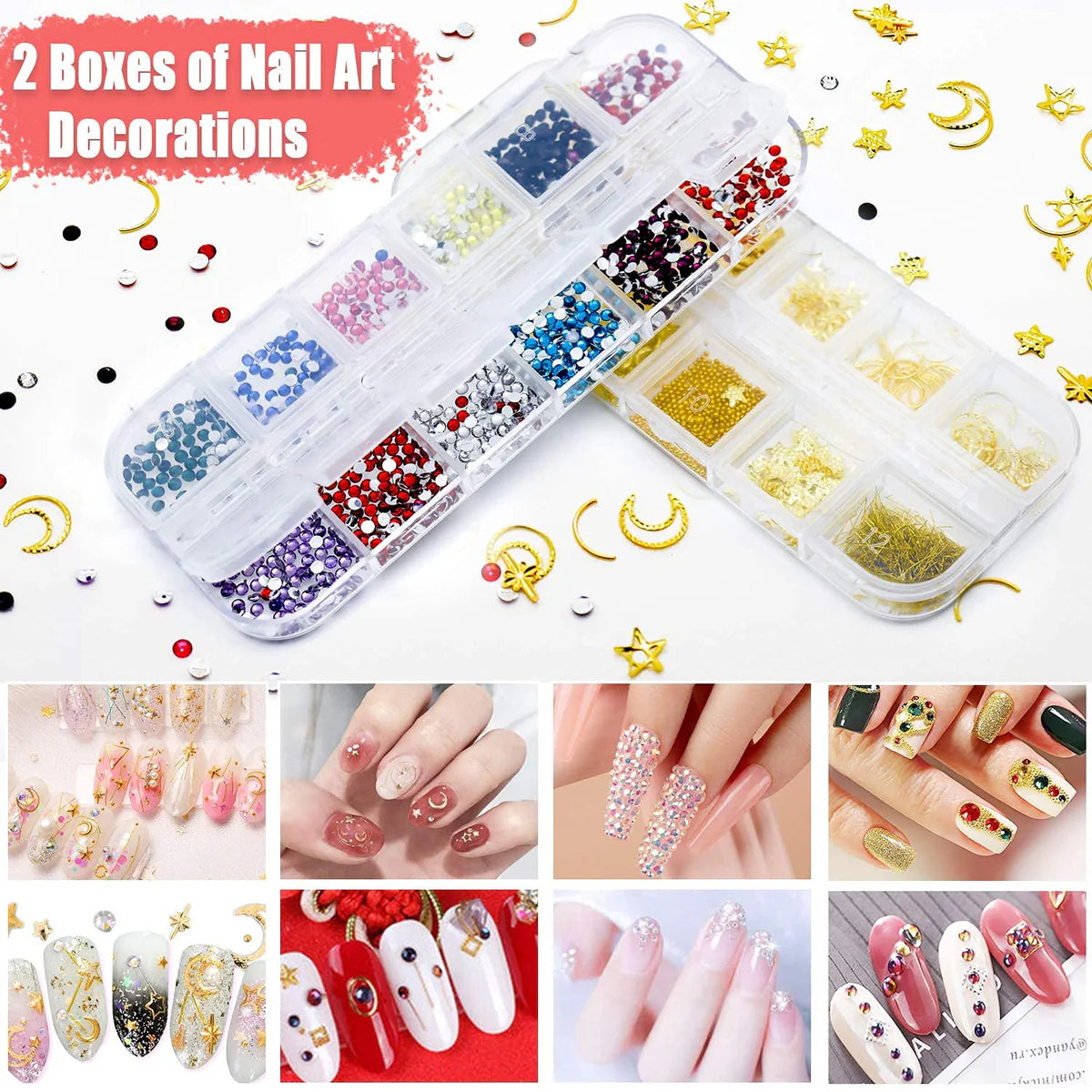 3D Nail Art Stamping Kit with Pen & Brush, Stickers, Rhinestones
