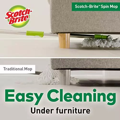 Scotch-Brite 2-in-1 Bucket Spin Mop (Green, 2 Refills), 4 Pcs