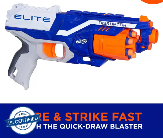 Nerf Disruptor Elite Toy Blaster, 6-Dart Rotating, Outdoor Toy for Kids & Adults, Multicolor