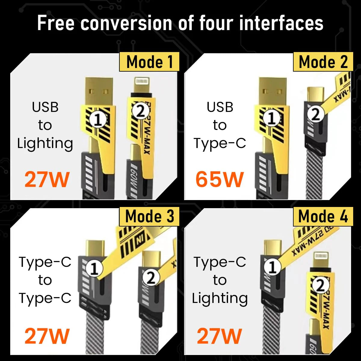 USB C Charging Cable USB C Data Cable 4 in 1 USB C to Light-ing USB C to USB A Cable USB A