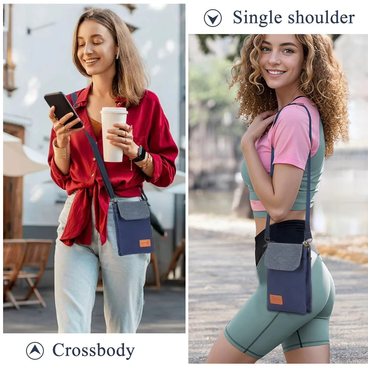 Canvas Mini Phone Sling Bag with Detachable Strap