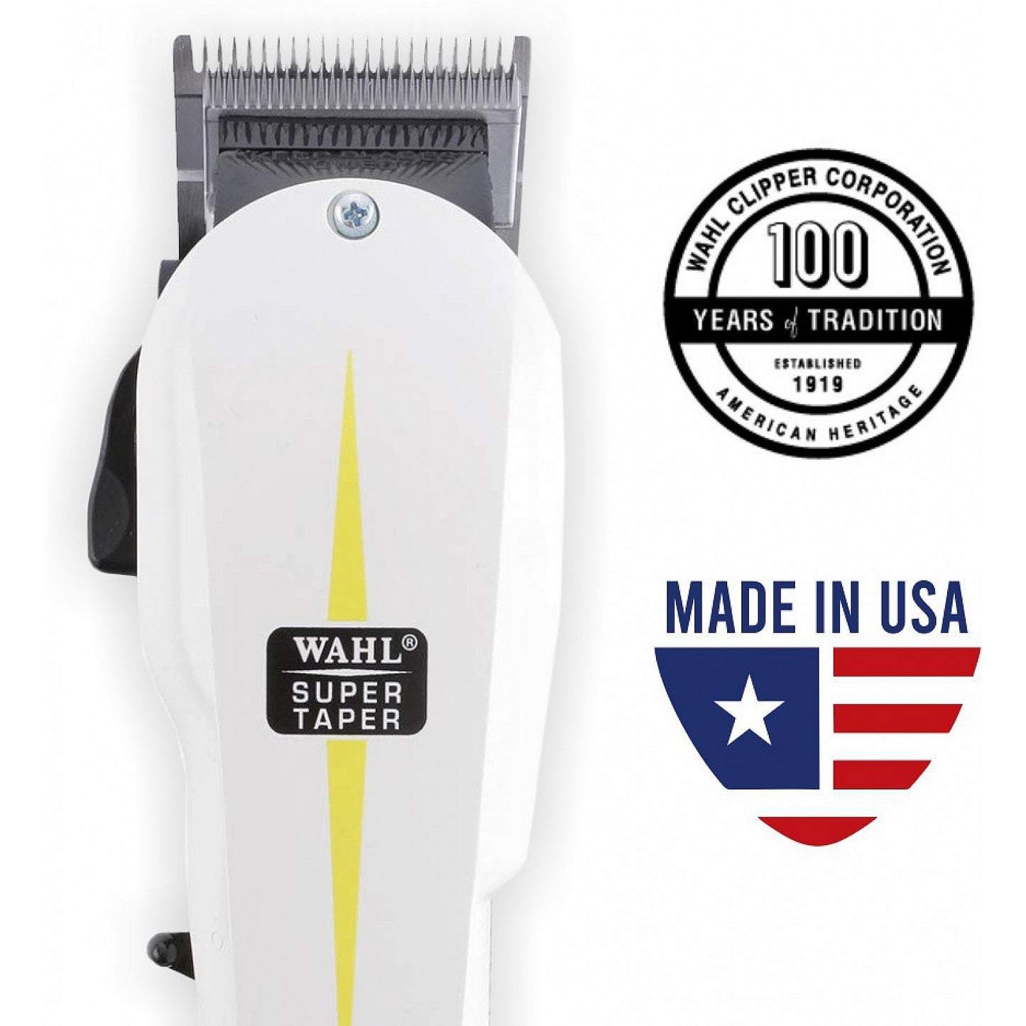 Wahl 08466-424 Corded Super Taper Hair Clipper; 6000 rpm; 1-2 mm cutting length, 4 Guide Combs (3mm-13mm), Designed for Tapering