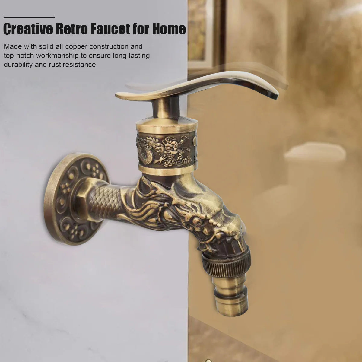 Retro Wash Basin Faucet Bathroom Wall Mount Faucet