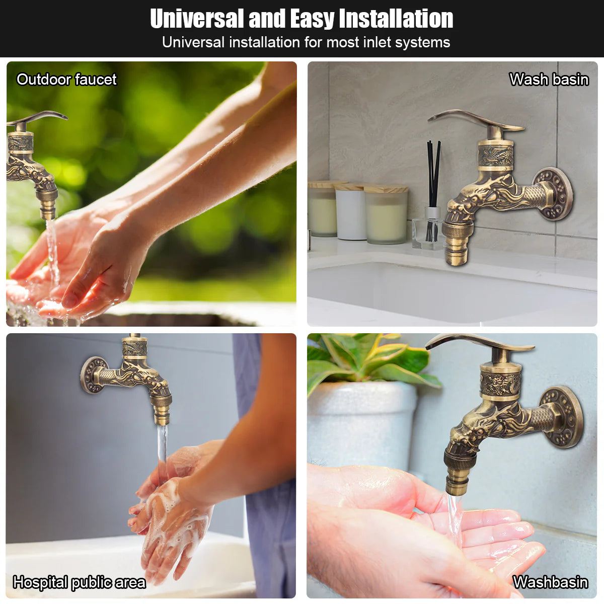 Retro Wash Basin Faucet Bathroom Wall Mount Faucet