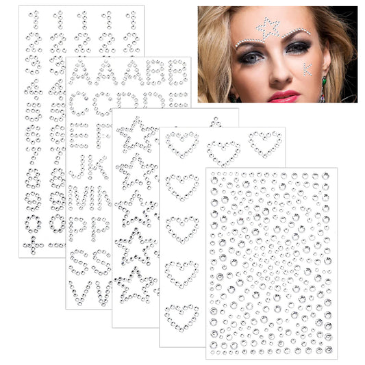 Shimmering Heart Numbers Stickers for Face