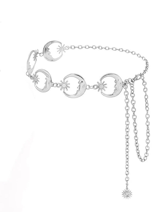 Woman Waist Belt Moon Star Metal Chain Belt for Women
