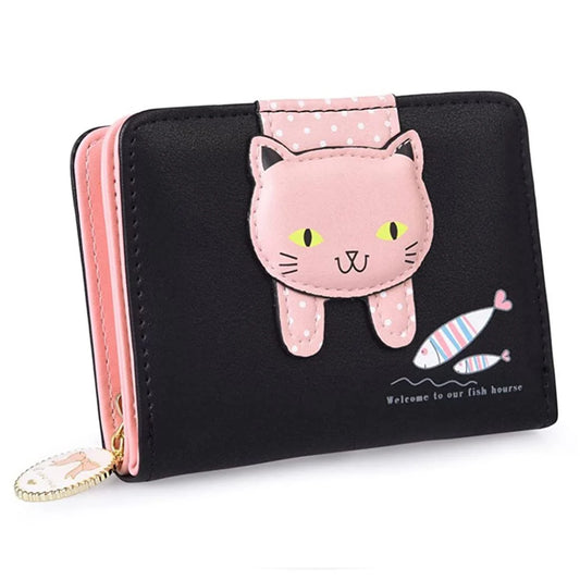 Small PU Leather Wallet with Rabbit Tassel Pendant