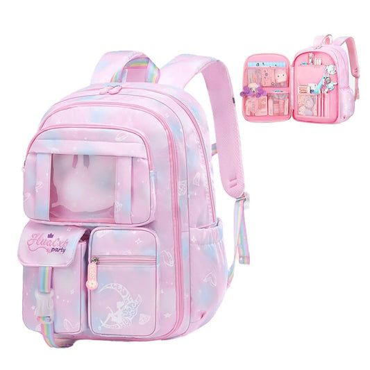 Cartoon Stylish School Backpack for Girls 7-12 Years
