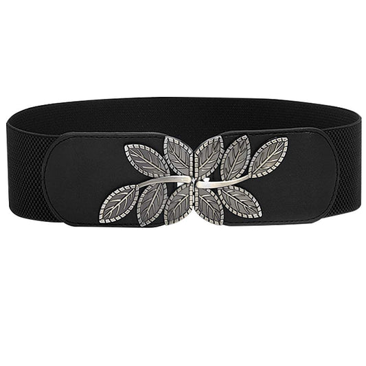 Vintage Elastic Wide Leaf Waist Belt for Dresses