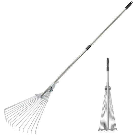 Retractable Garden Leaf Rake - Foldable Gardening Rake for Leaves