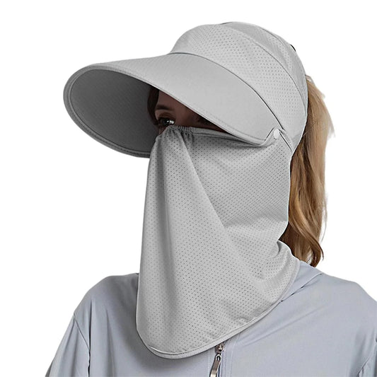 Wide Brim Hat with Detachable Face Cover UV Protection