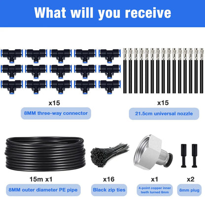 Slow Drip Irrigation Kit 15m Long Drip Water Pipe