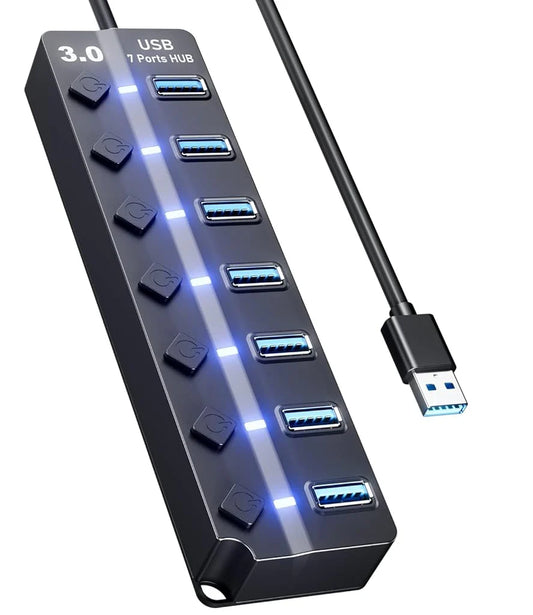 USB Hub 3.0 for PC Multiport Adapter with 7 USB Ports
