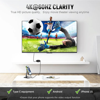 Type C to HDMI 4K@60Hz Cable 10ft for MacBook, iPad, Samsung