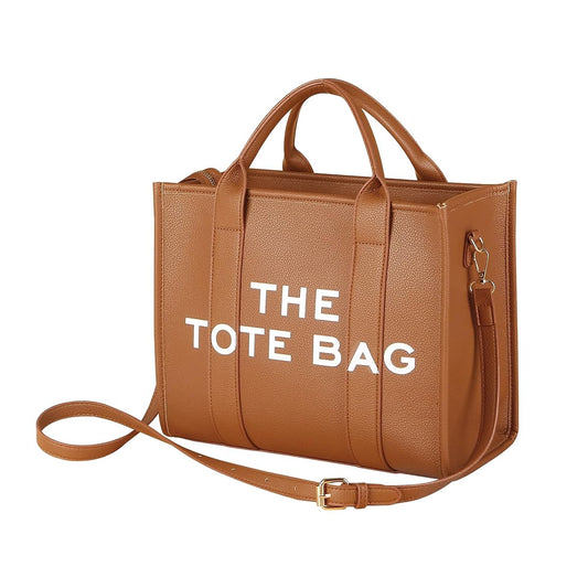 PU Tote Bag with Detachable Crossbody Belt for Women