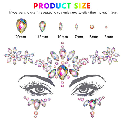 Face Gems Rhinestone Face Decoration Jewelry Sticker For Women