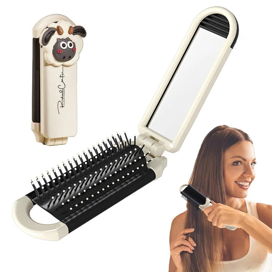 Cute Cartoon Portable Travel Hair Comb with Mirror