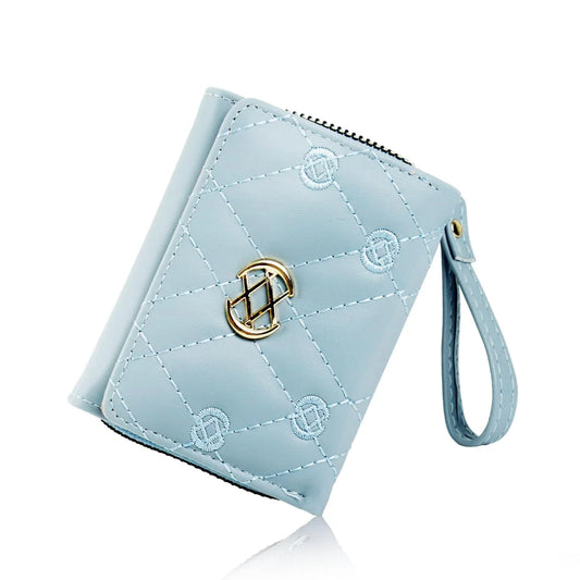 Small PU Leather Card Coin Clutch Wallet Blue