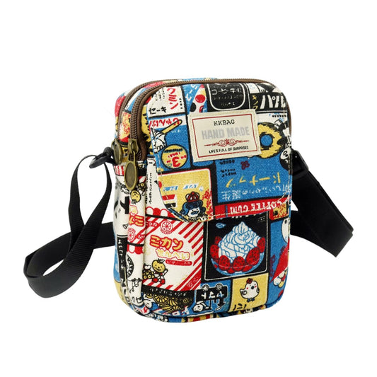 Cute Canvas Phone Sling Bag Vintage Print Crossbody