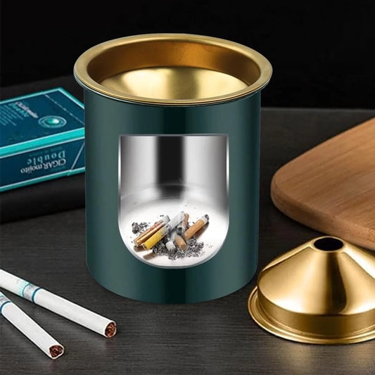 Car Ash Tray Stainless Steel Ashtray, Windproof Ashtray with Funnel Lid
