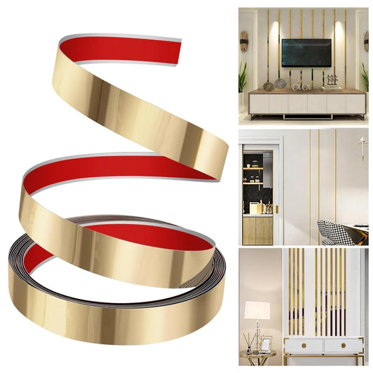 16.4ft Golden Metal Trim Wall Strip Self Adhesive Peel and Stick