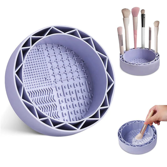 Silicone Makeup Brush Cleaner & Drying Holder 2-in-1 Design