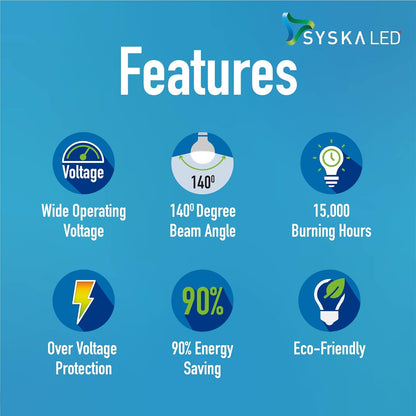Syska SSK-SRL Base B22 9-Watt LED Bulb (Pack of 10, Cool White)