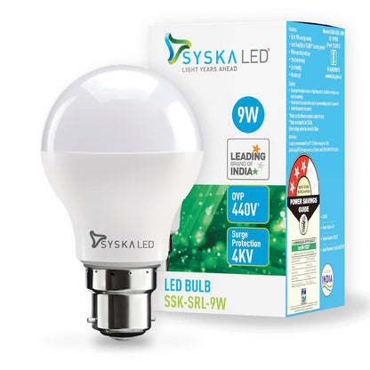 Syska SSK-SRL Base B22 9-Watt LED Bulb (Pack of 10, Cool White)