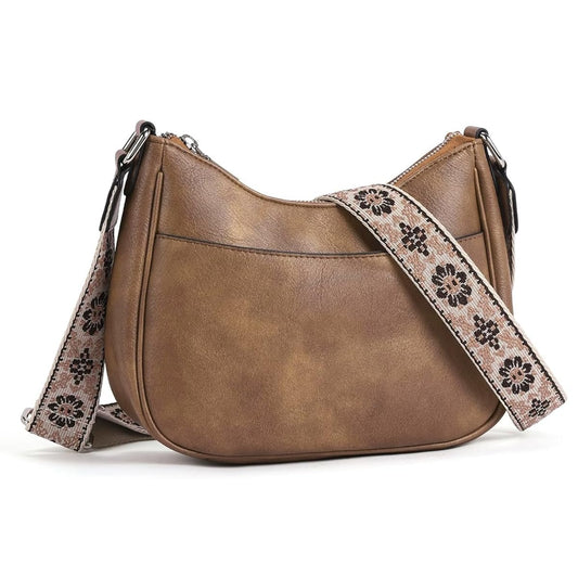 PU Solid Brown Fashion Satchel Crossbody Bag