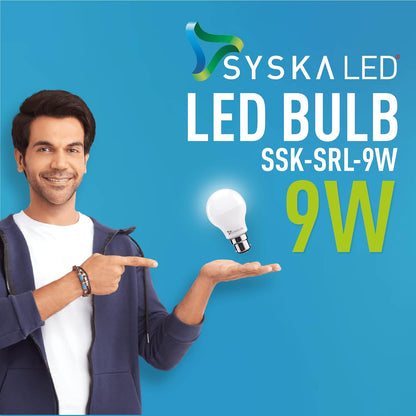 Syska SSK-SRL Base B22 9-Watt LED Bulb (Pack of 10, Cool White)