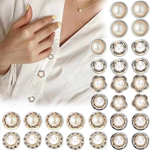 30Pcs Mini Pearl Brooch Safety Buttons Cover Up