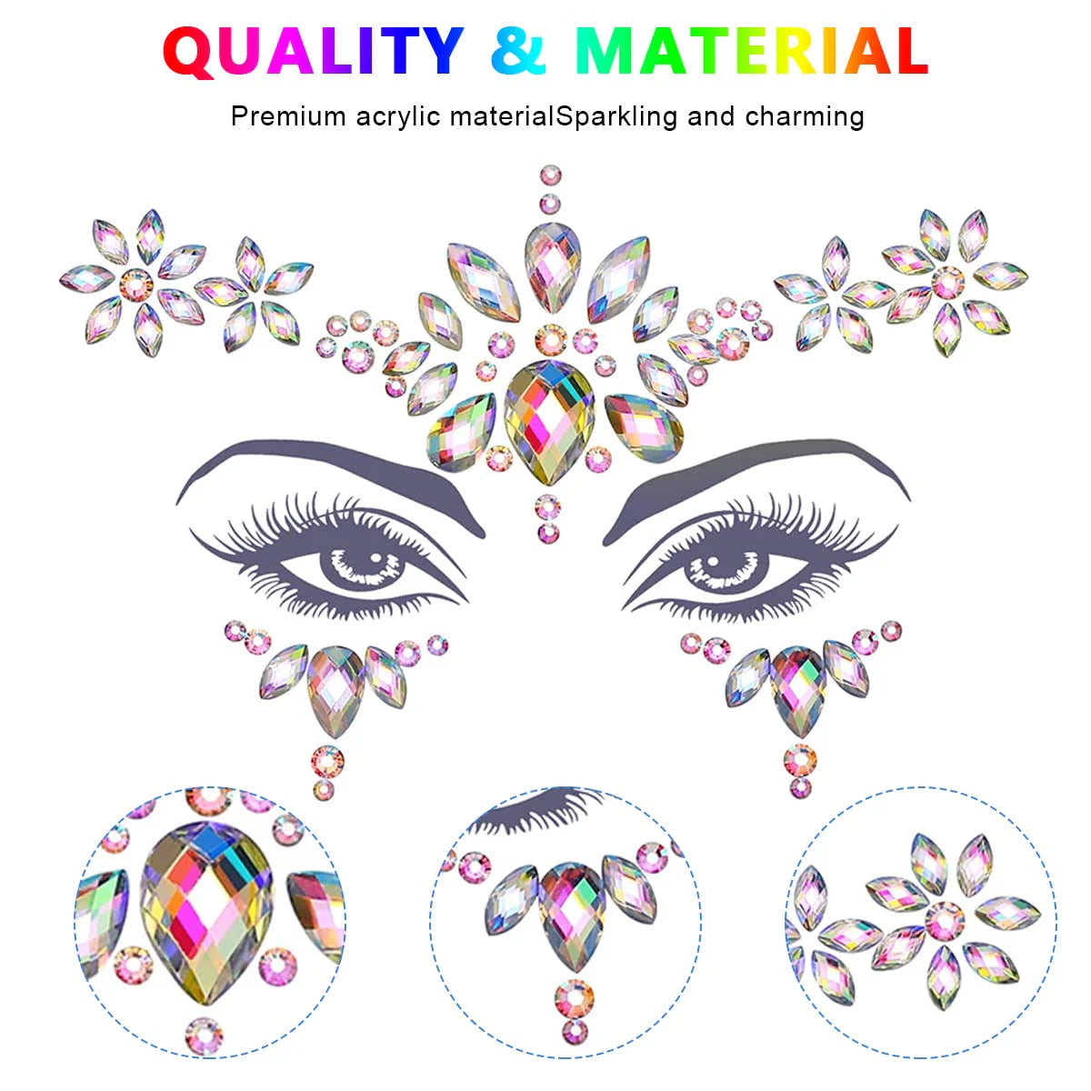 Face Gems Rhinestone Face Decoration Jewelry Sticker For Women