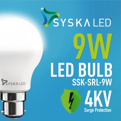 Syska SSK-SRL Base B22 9-Watt LED Bulb (Pack of 10, Cool White)