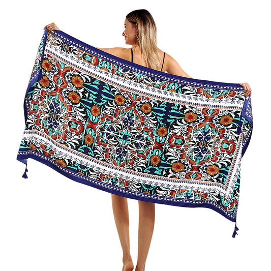 Satin Silk-Feel Scarf Large Shawl for Travel Beach