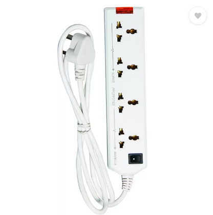 Havells 10V Heavy Duty 6A Four-Way 2400W Extension Board and Wire (White) -1.5 Metre